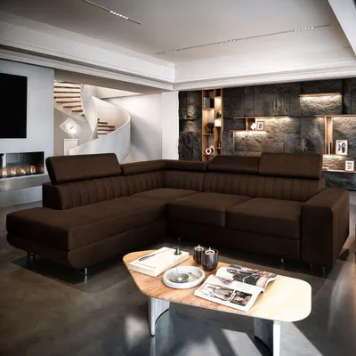 Produktbild von Masseno Ecksofa NOLA L-S mit Schlaffunktion L-Form, Sofa mit Bettkasten, Wohnzimmersofa, Couch, Soffa, Bettsofa, Couchgarnitur- Braun, MONOLITH 29