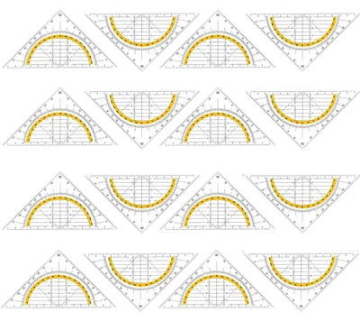 Produktbild von Geometrische Dreieck Lineal Set, 16-teilig, 15,7 cm, Kunststoff, für Schule und Büro