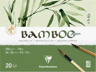 Produktbild von Clairefontaine 2x 2-seitig geleimter Block 20 Blatt Bambuspapier 32x24cm 975913C