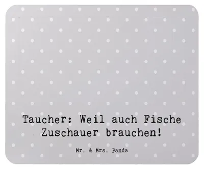 Produktbild von Mr. & Mrs. Panda Mauspad Tauchen Zuschauer - Grau Pastell - Geschenk, mousematte, Taucherausrüstung, Tauchregeln, gummi, Meerestiere, Mouse Pad, Sportler, Abenteuer