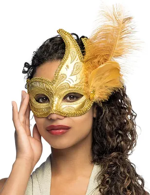 Zdjęcie produktu dla Boland 600219, Fancy dress mask, Dorosły, Damski, Polistyren, Poliester, Feather, Akrylowy, Złoto, 70 g