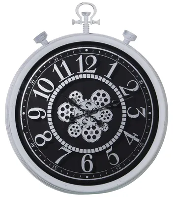 Runde Acryl-Wanduhr, schwarz/weiß, 61x72x8 cm
