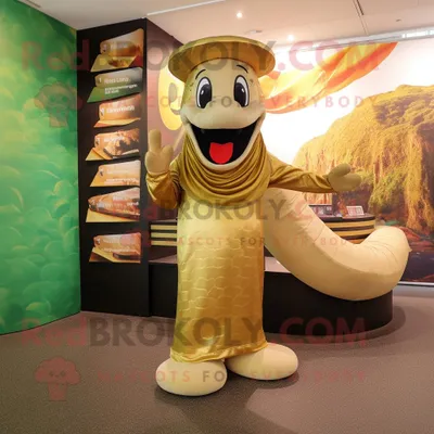 Imagen del producto de Personaje REDBROKOLY de traje de mascota Gold Anaconda vestido con una falda cruzada y sombreros