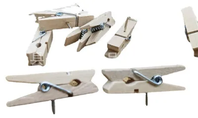 Produktbild von 50 Stück Reißzwecken mit Holzclips, robuste Reißzwecken für Korktafeln, Fotos, Büro und Zuhause