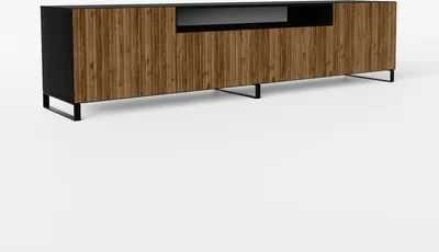 Produktbild von MEBLINI TV-Schrank 200cm Lang - Fernsehschrank - TV Lowboard Industrial - Unterschrank für Fernseher - TV-Unterschrank - TV-Schrank - MIU - 200x41x53cm - Schwarz Matt/Catania Eiche