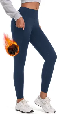 Produktbild von Damen-Leggings Thermoaktiv Gefüttert Hoher Bund Thermisch Blau M