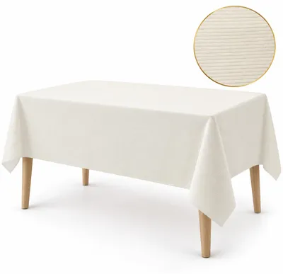Productafbeelding van Benza Tafelkleed Ribstof – 140 × 240 cm – Polyester – Crème – Rechthoekig Tafellaken, AI-gegenereerde afbeelding