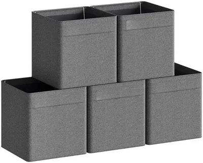 Produktbild von Famanu Aufbewahrungsbox - Faltbar - 5 Stück - Organizerbox mit Griffen - Dunkelgrau - 29,5 x 29,5 x 29 cm