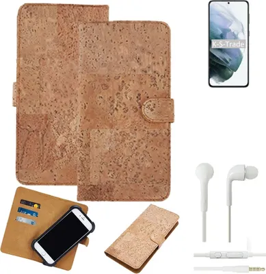 Produktbild von K-S-Trade Hülle kompatibel mit Samsung Galaxy S21+ 5G Exynos + in ear Kopfhörer Kork Handyhülle Cover  Schutzhülle TPU Case Bumper in Hellbraun,