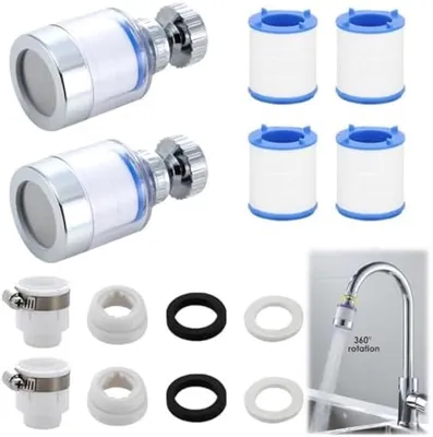 Produktbild von PolkaHome® 2 Stück Wasserfilterhahn – Kalkfilter für Wasserhahn, fortschrittliche Reinigung von Leitungswasser, entfernt Chlor und