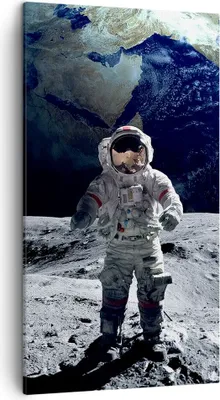Produktbild von Bild auf Leinwand - Leinwandbild - Astronaut Mond Erde Raum - 45x80cm - Wand Bild - Wanddeko - Leinwanddruck - Bilder - Kunstdruck - Wanddekoration - Leinwand bilder - Wandkunst - PA45x80-2864