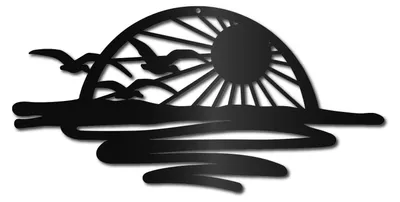 Metall-Wanddeko Sonnenuntergang Gänse Wellen 40x20 cm Eisen