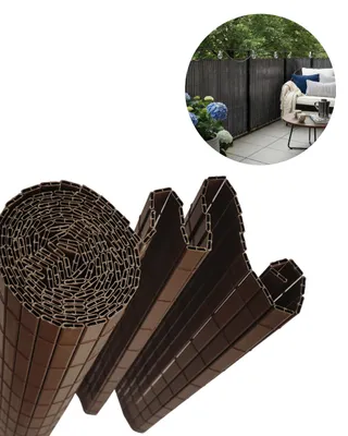 Zdjęcie produktu dla Osłona na Balkon Taras Lento Marrone Mazovia Całoroczna, Odporna UV Mata na Ogrodzenie Brązowa PCV 150x500 cm