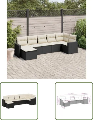 Produktbild von The Living Store 7-tlg. Garten-Sofagarnitur mit Kissen Schwarz Poly Rattan