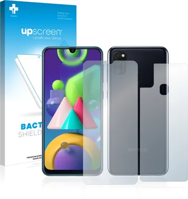 Produktbild von upscreen Schutzfolie für Samsung Galaxy M21 (Vorder + Rückseite) Antibakterielle Folie Matt Entspiegelt Anti-Fingerprint Anti-Kratzer