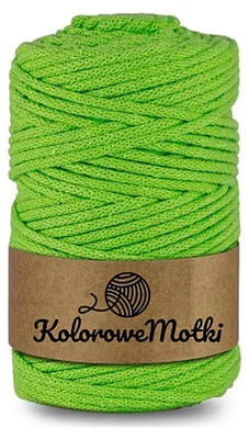 Zdjęcie produktu dla KoloroweMotki | Sznurek bawełniany z rdzeniem 50m 5mm Limonkowy | Idealny do rękodzieła, makramy, na torebki, dywany, prac artystycznych