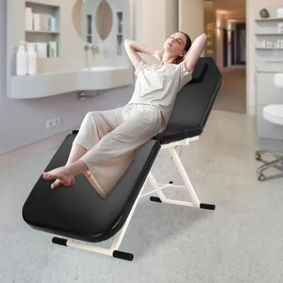 Obrázek produktu pro Masážní stůl - Lékařská lůžka - Masážní lehátko - Terapeutický stůl - Skládací - Nastavitelný - 3 zóny - Potah z PVC
