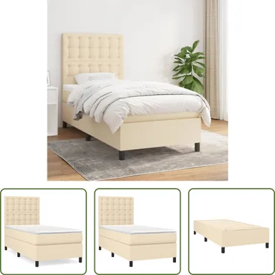 Produktbild von The Living Store Boxspringbett mit Matratze Creme 90x190 cm Stoff