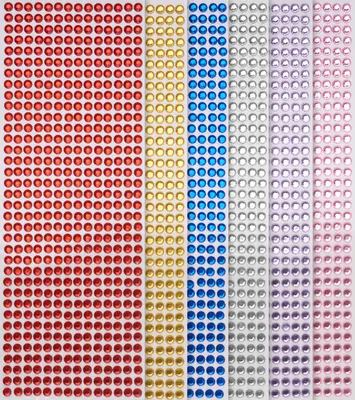 Produktbild von VBS XXL Schmucksteine "6 Farben", 6 Karten à 500 Stück, selbstklebend