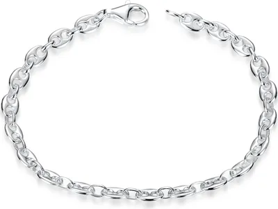 Produktbild von MATERIA Damen Armband Bohnenkette Silber 925 - Kaffeebohnen Armkette flach 17 18 19 20 21 22cm in Schmuck Etui SA-116
