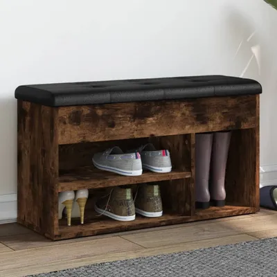 Produktbild von Design Möbel Schuhbank Räuchereiche 82x32x45,5 cm Holzwerkstoff - 2024 Neu