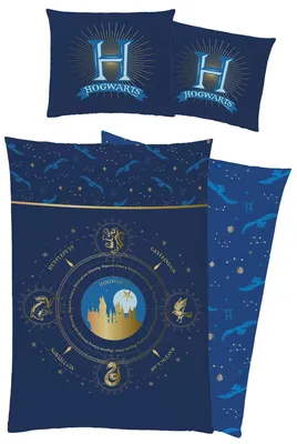 Zdjęcie produktu dla Komplet pościeli Harry Potter, wzór "Beddegoed Constellatie", kolor niebieski, rozmiar: 135 x 200 cm + 80 x 80 cm