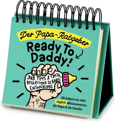 A close-up marketing image of a flip calendar for new fathers.