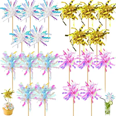 Produktbild von Cocktail Zubehör 20 Stück Cocktail Picks Feuerwerk Deko Cocktailspieße Geburtstagsbars Obst Snacks Party Weihnachtsdekoration Tortendeko