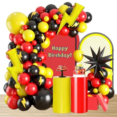 Produktbild von Luftballon-Set Geburtstag Deko Bogen Girlande 103 Latexballons 3 Folienballons Schwarz Rot Gelb