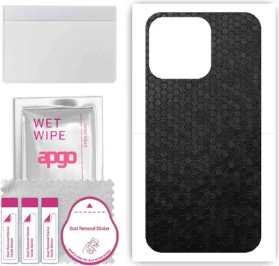 Produktbild von apgo Rückseite Schutzfolie, Skin, kompatibel mit Apple iPhone 13 Pro, Hinten Displayschutzfolie aus Vinylfolie, kratzfest, einfache Montage - Schwarze Honigwabe