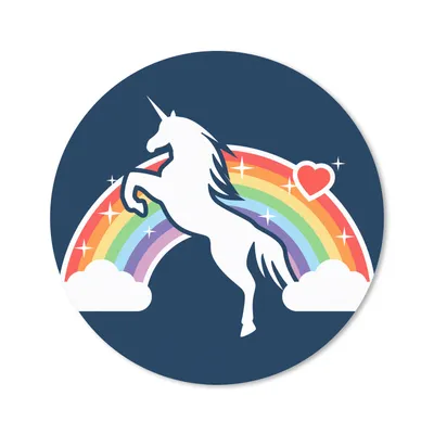 Produktbild von MuchoWow® Mauspad Mousepad Eine Illustration von einem weißen Einhorn vor einem Regenbogen auf einem blauen Hintergrund - Mädchen - Kind - Baby 30x30 cm - Mousepads - Maus Mat - Pad - Mausunterlage - Tischunterlage - Schreibtischmatten