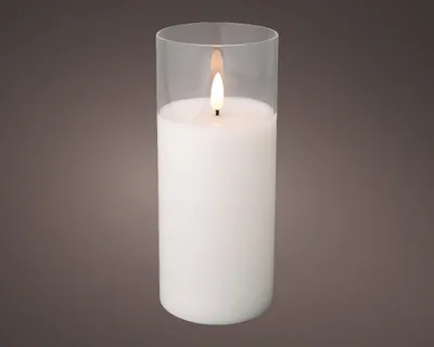 Immagine prodotto di Candela LED in vetro decorativo bianco 17,5 cm