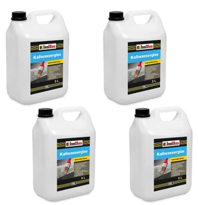 Produktbild von Isolbau Kaliwasserglas 28/30° - 4 x 5 Liter Kaliumsilikat-Lösung als Haftgrund & zur Abdichtung - Wetterfest für Innen- & Außenbereich