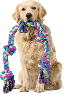 Productafbeelding van Hondenspeelgoed touw XXL - 95 cm - 100% katoen - voor grote honden - trekspeelgoed