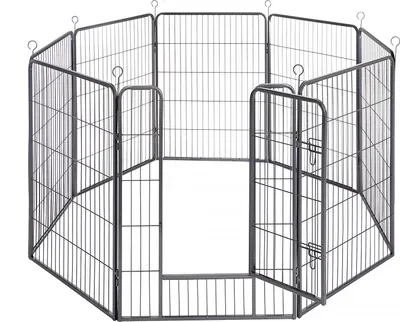 Obrázek produktu pro FEANDREA výběh pro štěňata, 8 panelů DIY, dvojitý L-zámek, 77x100cm šedá PPK81H