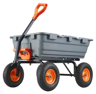 Produktbild von Garten Kippwagen - Schwerlast Transportwagen - 360 kg Stahlrahmen - Schnellkippfunktion - 25,4 cm All-Terrain-Räder - Grau
