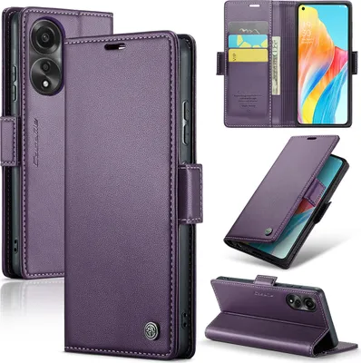 Image de Oppo A78 4G Housse, Portefeuille en cuir Porte-carte Housse de protection avec fonction stand pour Oppo A78 4G Violet