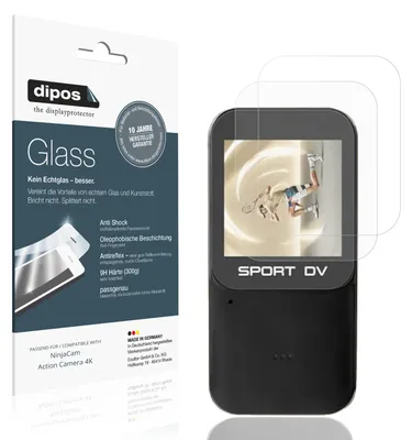 Produktbild von 2x Schutzfolie für NinjaCam Action Camera 4K matt - Anti-Shock 9H Folie dipos Glass Kunststoffglas