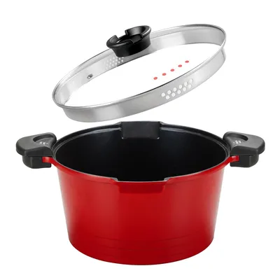Produktbild von ROSSETTO Nudeltopf mit Siebeinsatz Kochtopf groß 28 cm Spargeltopf Induktion mit Siebdeckel Spaghettitopf 8 Liter, Aluguss keramikantihaftbeschichtet
