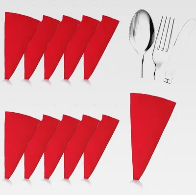 Produktbild von 10 Stück Besteckhalter für Weihnachten, Mini Weihnachtsmütze Bestecktaschen Weihnachten Besteckhalter Vliesstoff Deko Besteckbeutel Weihnachtsgeschirr Tasche für Messer Gabel Dessertlöffel Messer