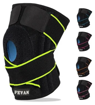 Obrázek produktu pro Kolenní ortéza kolenní bandáž - Nastavitelná - Neopren - Neonově zelená s černou - Na sport a trénink