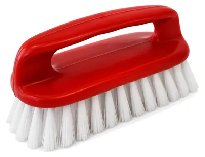Waschbürste mit ergonomischem Griff, 15x7,5 cm, rot, halbharte Borsten