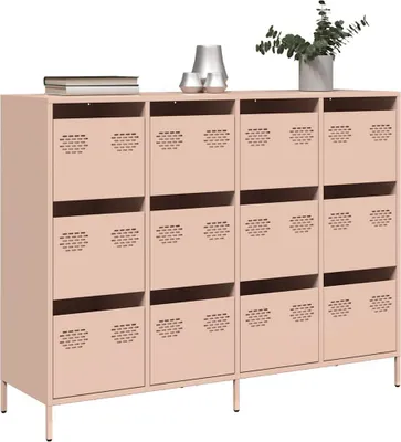 Zdjęcie produktu dla vidaXL Kredens różowy 135x39x103,5 cm Stal walcowana na zimno