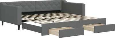 Obrázok produktu pre vidaXL Rozkladacia posteľ so zásuvkami Tmavo šedá 100x200 cm Látka