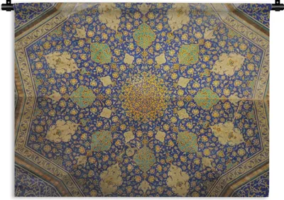 Produktbild von MuchoWow® Wandteppich Wandbehang Kreis - Decke - Blau 120x90 cm Tapisserie Dekoration Wandtuch - Wohnen - Aufhänger für die Wand