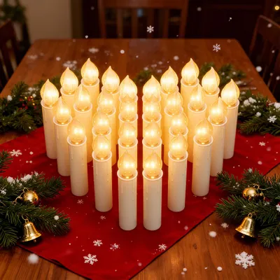 Obrázok produktu pre XMTECH LED sviečky s háčikmi, klipmi, diaľkovým ovládaním a časovačom 4-12h, teplá biela 2200K, sada 30 ks - ideálne na svadbu, večierok a vianočnú výzdobu