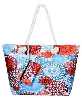 Zdjęcie produktu dla Duża torba plażowa, wodoodporna, z zamkiem błyskawicznym – styl retro chic