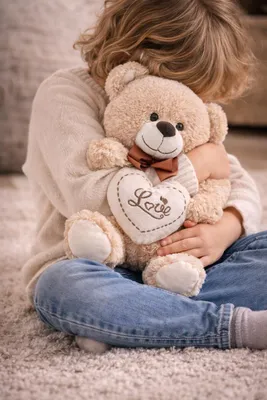 Produktbild von Sweety Toys 3877 Teddy Kuschelbär Plüschbär Herzbär LOVE, supersüss mit Herz hochwertige Stickerei " LOVE" beige-braun
