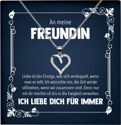 Produktbild von 22Feels Echt Silber Halskette - Jahrestag Geschenk Frauen Schmuck Set Freundin Valentinstag  Geburtstag Weihnachten - Herz Anhänger, Karte