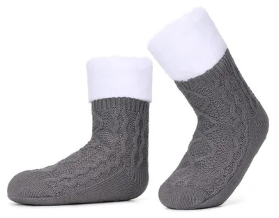Obrázok produktu pre Dámske teplé ponožky s protišmykovou podrážkou. Zimné ponožky, hrubé ponožky s protišmykovými výstupkami. Ideálne ako darček. Mäkké, vianočné ponožky, farba: sivá (171grey), veľkosť: 35-40